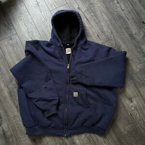 Faded Vintage 90s Heavy Thermal Lined Cropped Work Jacket Zip Up Sweatshirt